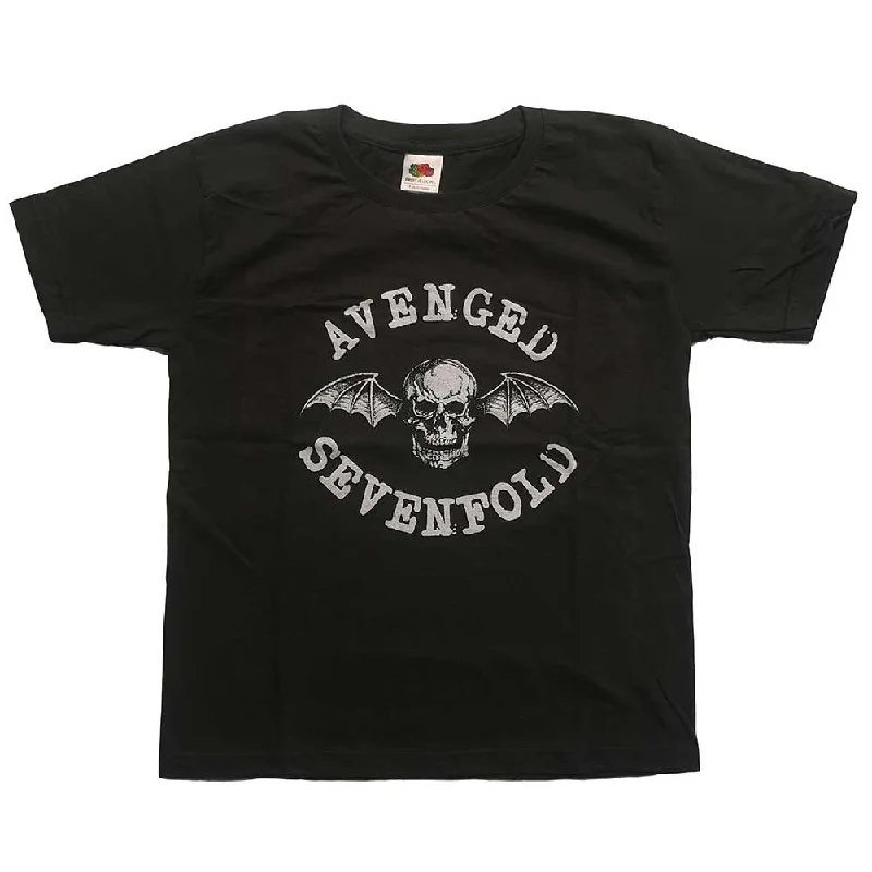 Avenged Sevenfold Kids T-Shirt: Classic Deathbat Collared Crew Neck Turtle Neck