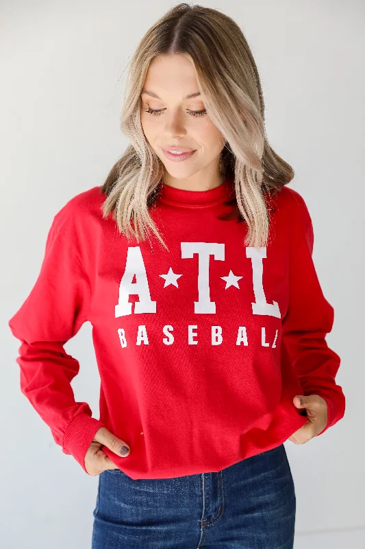 ATL Baseball Star Long Sleeve Tee Zippered Front Buttoned Front Snap Front