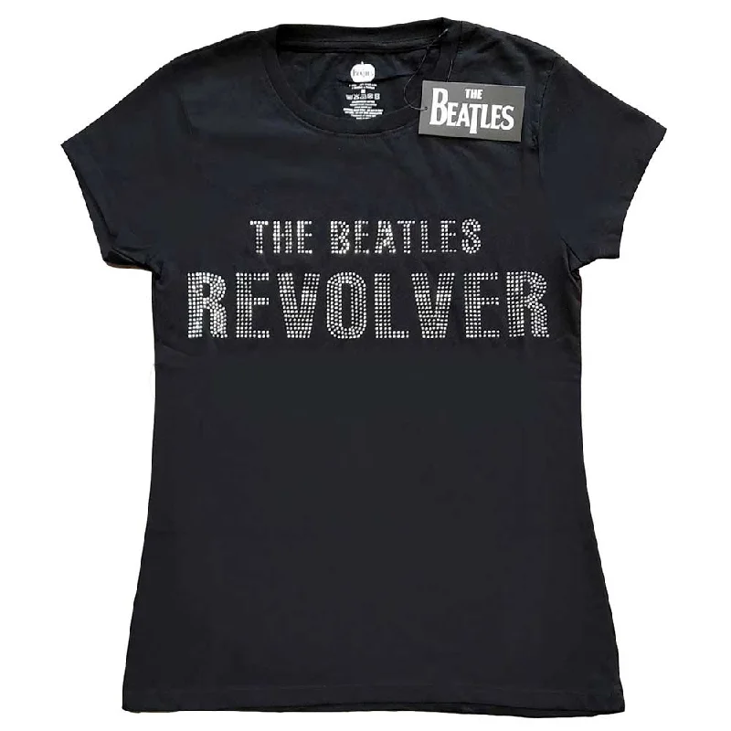 The Beatles Ladies T-Shirt: Revolver (Diamante) Cotton Fabric Linen Fabric Terry Fabric