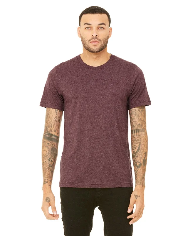 Bella+Canvas Unisex Heather CVC T-Shirt | Heather Maroon Chenille Blend Fleece Blend Nylon Blend