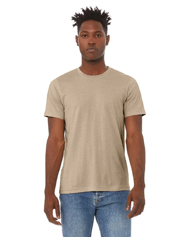 Bella+Canvas Unisex Heather CVC T-Shirt | Heather Tan Mesh Blend Leather Blend Suede Blend