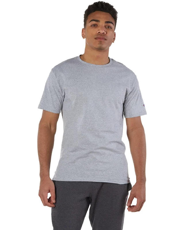 Champion Cotton T-Shirt | Light Steel Zippered Front Buttoned Front Snap Front