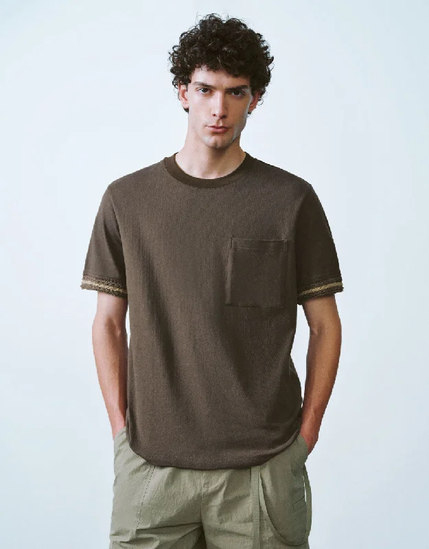 Crew Neck Loose T-Shirt Cashmere Blend Cotton Blend Poly Blend