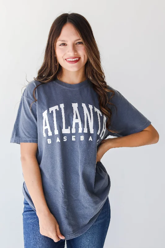 Denim Atlanta Baseball Tee Seamless Knitted Crochet