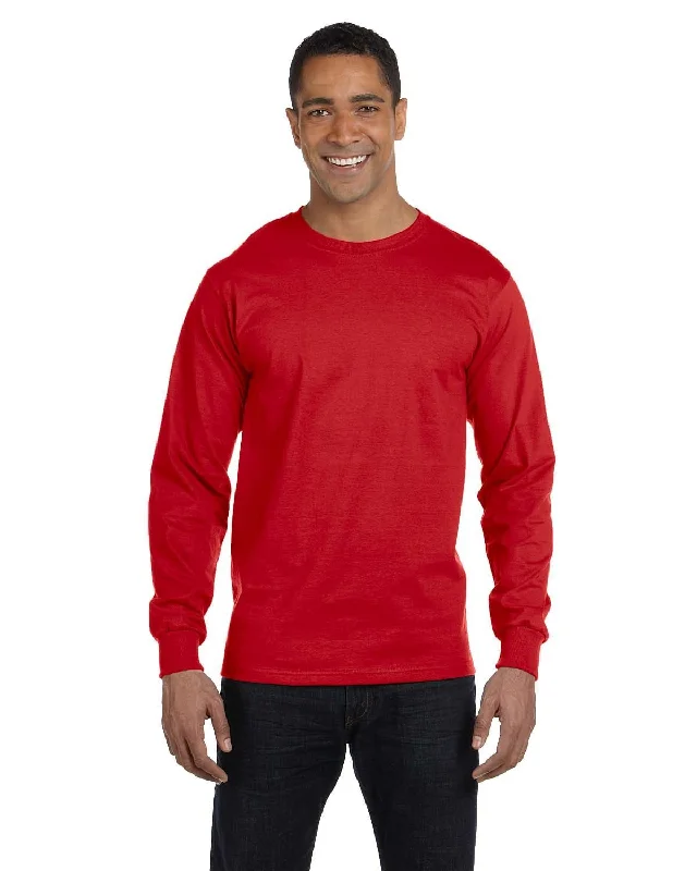 Gildan 50/50 Long Sleeve T-Shirt | Red Anti-Shrink Durable Soft