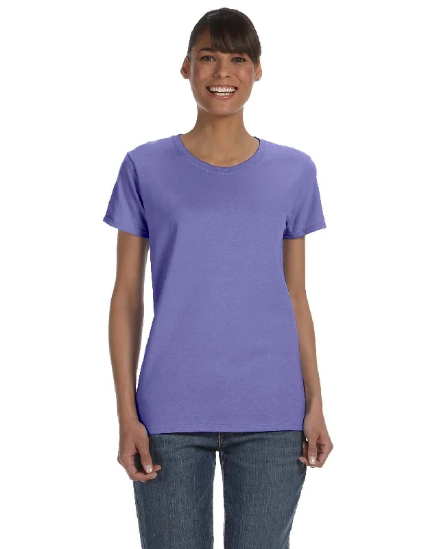 Gildan Ladies Lightweight 100% Cotton T-Shirt | Violet Collared T-Shirt Boat Neck A-Line