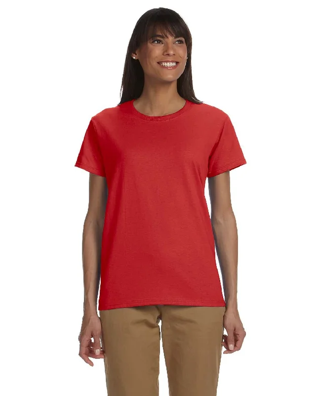 Gildan Ladies Ultra Cotton Heavyweight T-Shirt | Red Real Fur Shearling Chenille