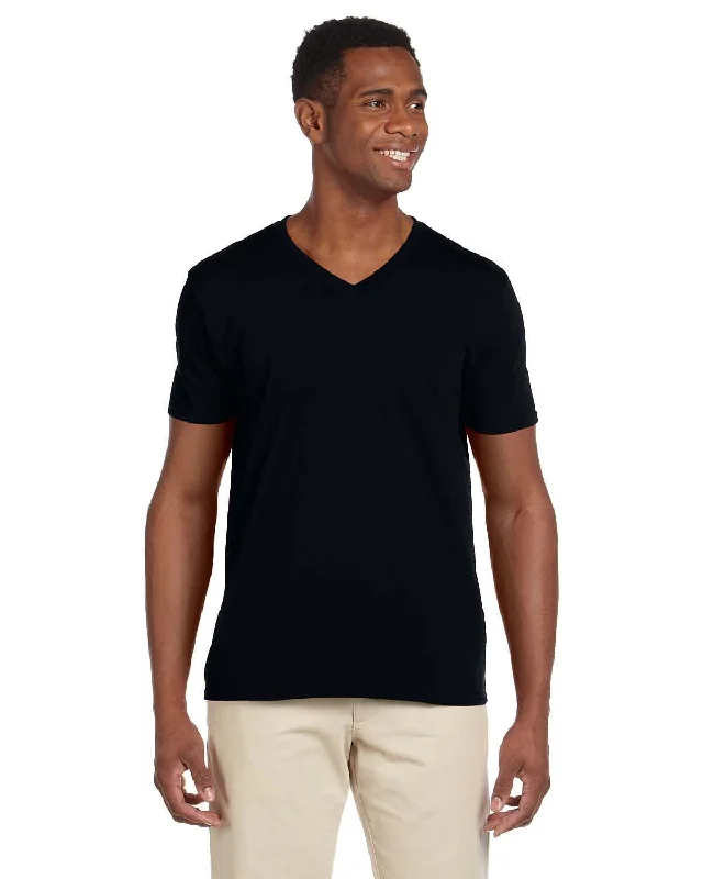 Gildan SoftStyle V-Neck T-Shirt | Black Fleece Nylon Spandex