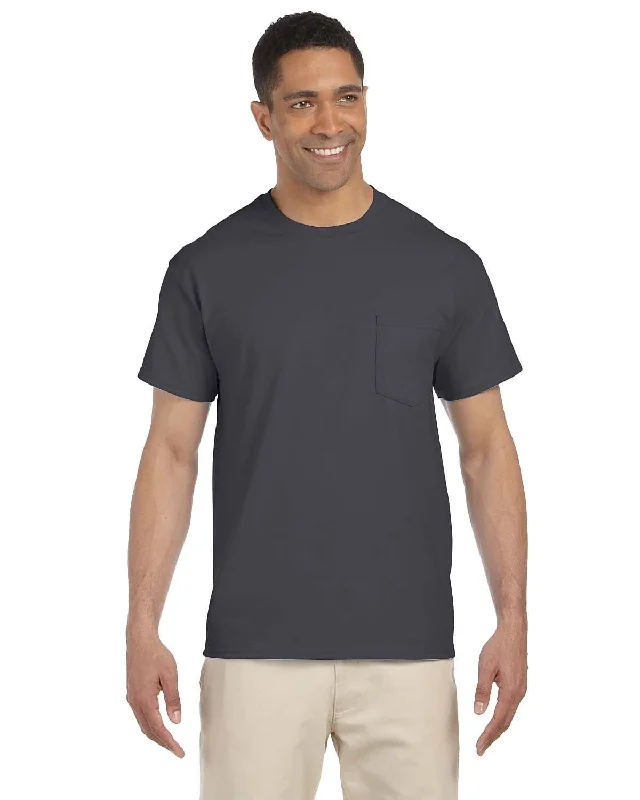 Gildan Ultra Cotton Pocket T-Shirt | Charcoal Front Pockets Side Pockets Patch Pockets