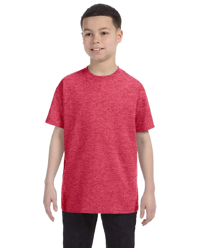 Gildan Youth Lightweight 100% Cotton T-Shirt | Heather Red Basic T-Shirt Crew Neck Short Sleeve