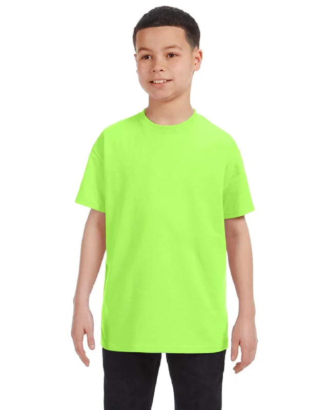 Gildan Youth Lightweight 100% Cotton T-Shirt | Neon Green Terry Blend Velvet Blend Canvas Blend