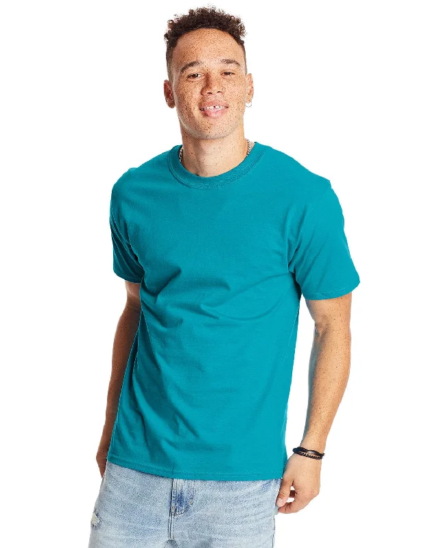 Hanes Beefy-T T-Shirt | Teal Cotton Fabric Linen Fabric Terry Fabric