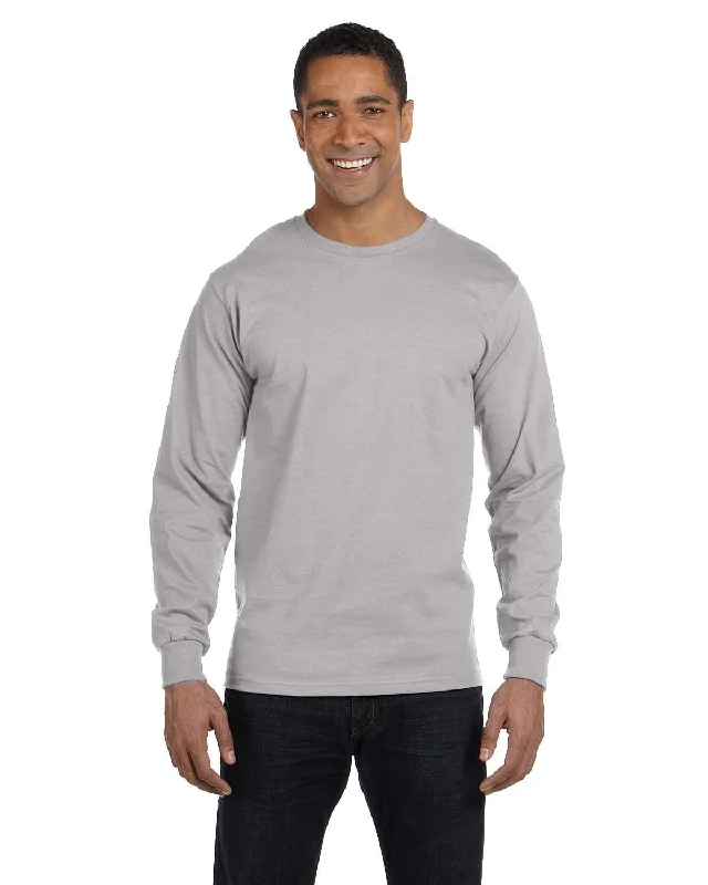 Hanes ComfortSoft Cotton Long Sleeve T-Shirt | Light Steel Fleece Nylon Spandex