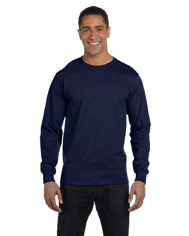 Hanes ComfortSoft Cotton Long Sleeve T-Shirt | Navy Thin T-Shirt Open Front Quick Dry Hanes ComfortSoft Cotton Long Sleeve T-Shirt | Navy Thin T-Shirt Open Front Quick Dry