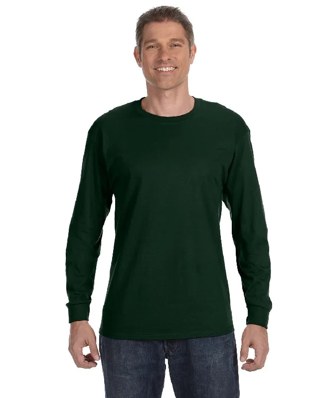 Jerzees DRI-POWER ACTIVE Long Sleeve T-Shirt | Forest Green Thin T-Shirt Open Front Quick Dry