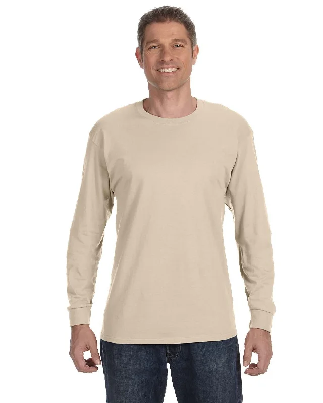 Jerzees DRI-POWER ACTIVE Long Sleeve T-Shirt | Sandstone Collared Crew Neck Turtle Neck