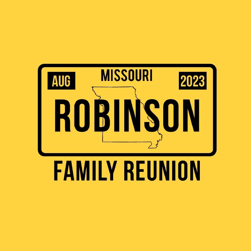 License Plate Family Reunion T-Shirt Design R1-44 Graphic Embroidered Appliqued