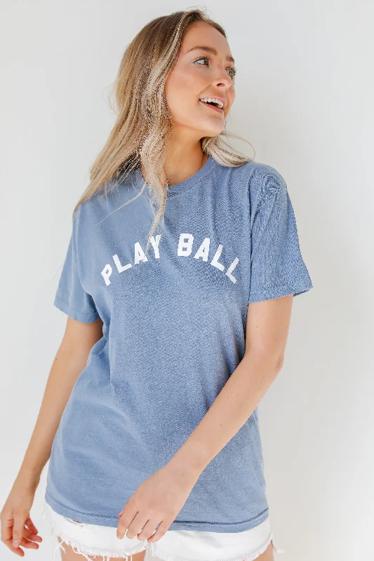 Navy Play Ball Tee Jersey Fabric Tulle Fabric Batik Fabric