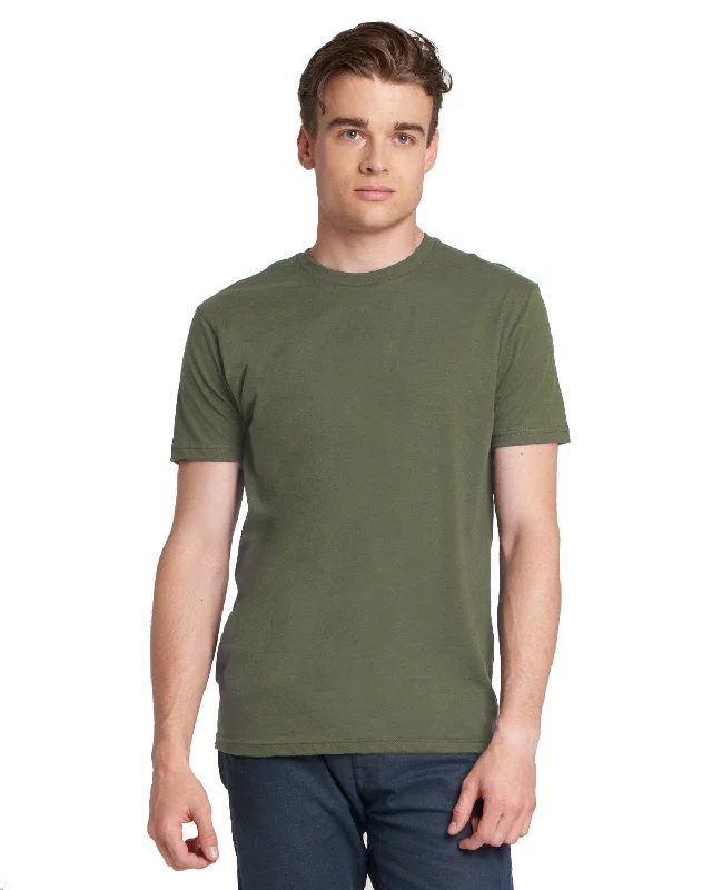 Next Level Unisex Short Sleeve T-Shirt | Military Green Collared Crew Neck Turtle Neck