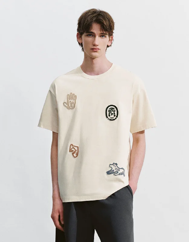 Printed Crew Neck T-Shirt Graphic T-Shirt Round Neck Polyester