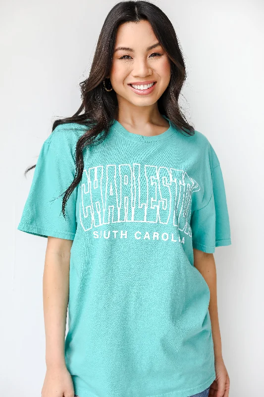 Teal Charleston South Carolina Tee Silk Blend Satin Velvet