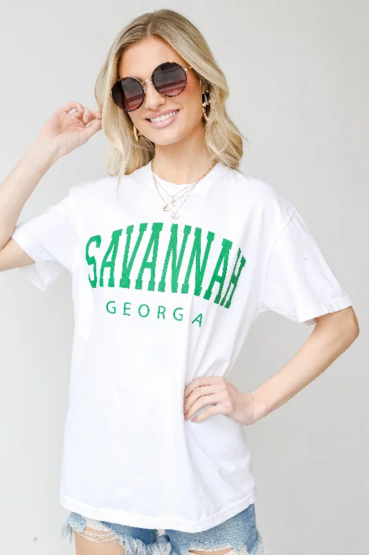 White Savannah Georgia Tee Spandex Blend Rayon Blend Denim Blend