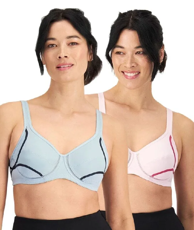 Berlei Electrify Underwire 2 Pack Sports Bra - Armstrong/Pearl Pink Supportive Cotton Bra