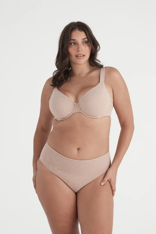 BUSTY BASICS PLUNGE BRA - LATTE Full Coverage Bralette