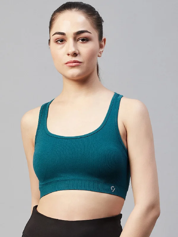 Ribbed Sports Bra For Women - Blue Coral Active Support Bra