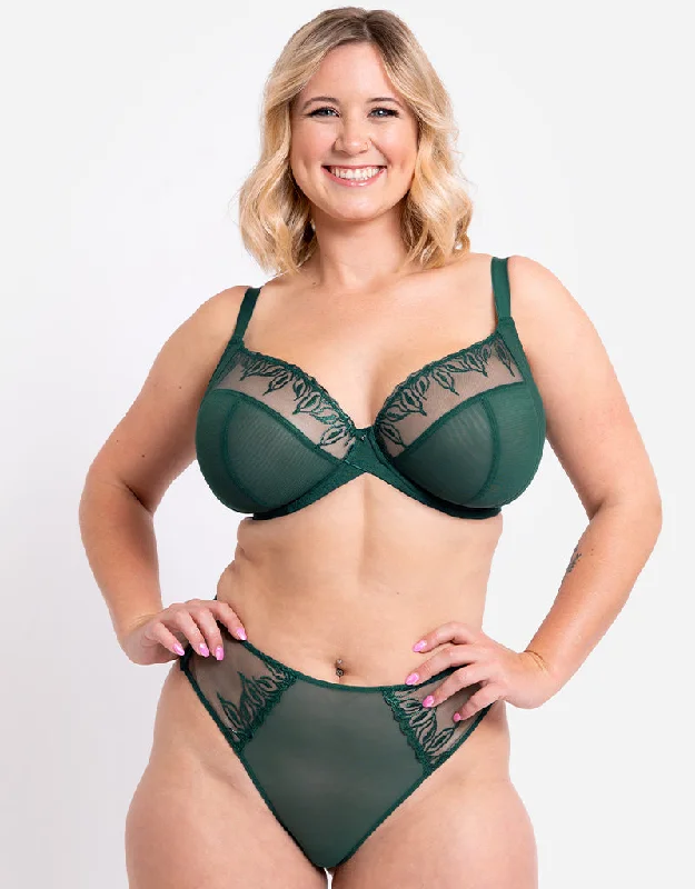 Curvy Kate Flare Full Plunge Side Support Multiway Bra Emerald Sparkle Trendy Sports Bra