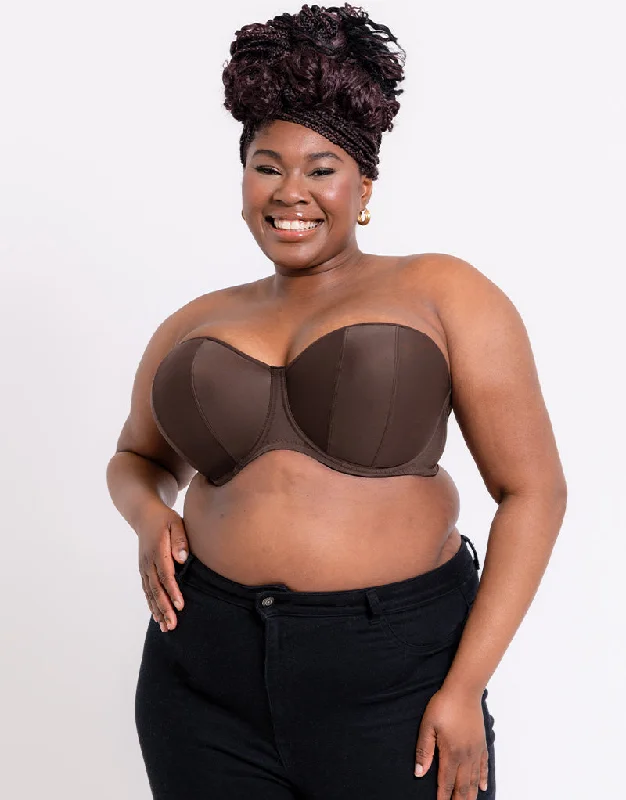 Curvy Kate Luxe Strapless Multiway Bra Cocoa Comfortable Lace Bra