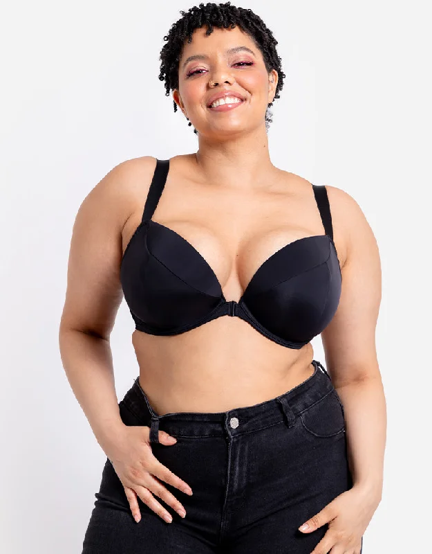 Curvy Kate Superplunge Kiss Padded Plunge Bra Black Soft Mesh Bra