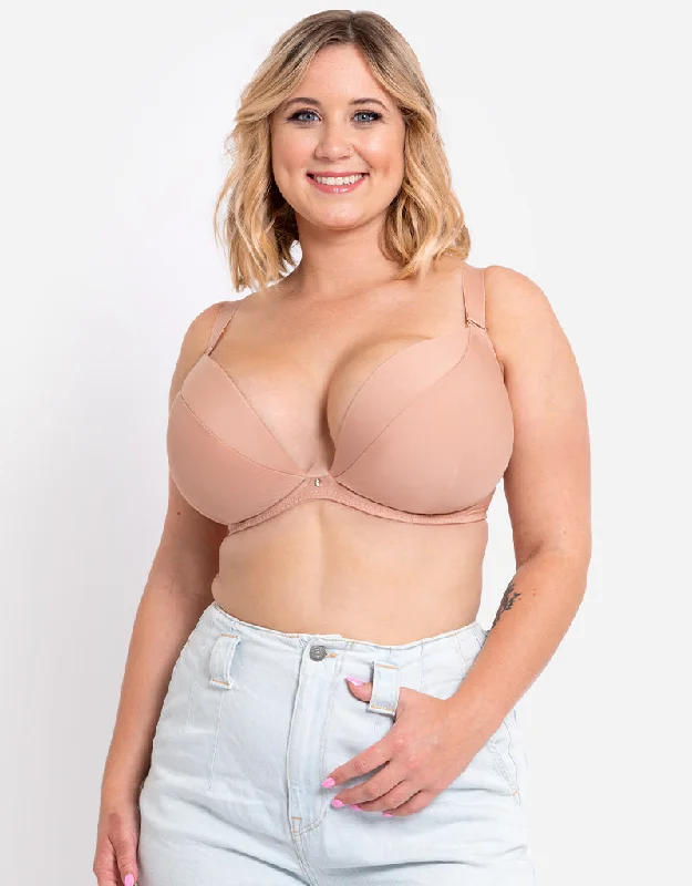 Curvy Kate Superplunge Multiway Padded Plunge Bra Latte Elegant Lace Bralette