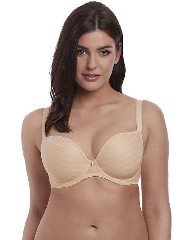 Freya Cameo Uw Deco Moulded Plunge Bra, Sand Seamless Sports Bra