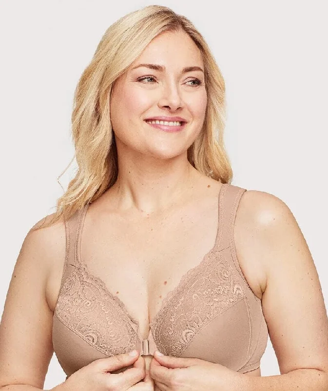 Glamorise WonderWire Front-Closure Bra - Cafe Padded Push-Up Bra