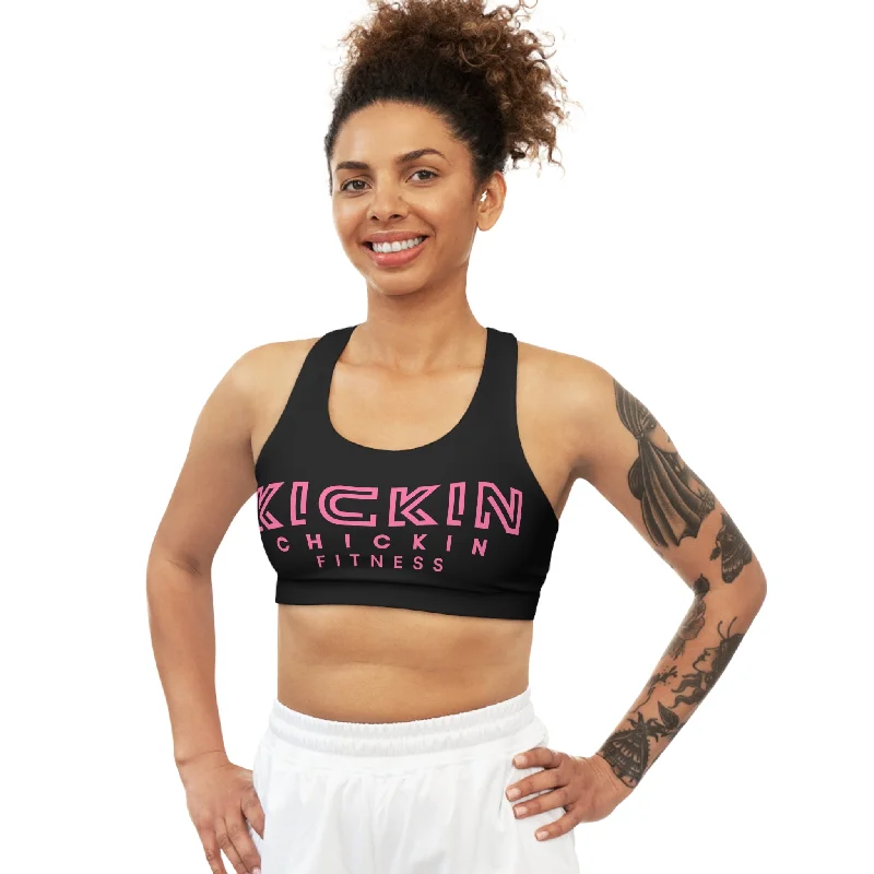 Kickin Chickin Fitness Seamless Sports Bra black/pink Chic Lace Underwear