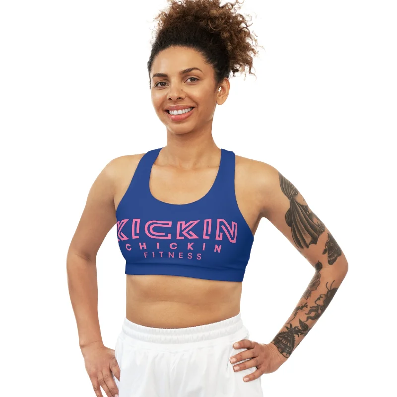 Kickin Chickin Fitness Seamless Sports Bra blue/pink Stylish Lace Bralette