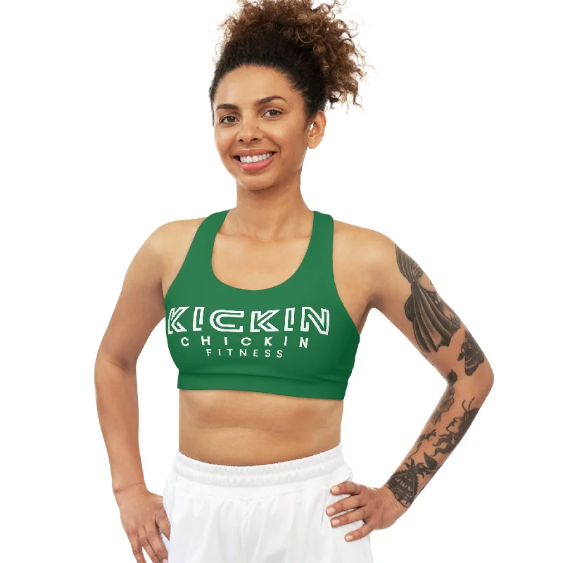 Kickin Chickin Fitness Seamless Sports Bra Lt green/white High-Cut Bra Design