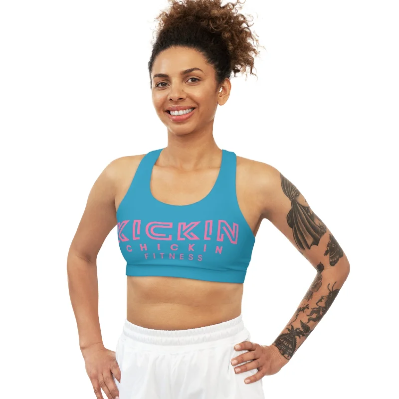 Kickin Chickin Fitness Seamless Sports Bra turq/pink Sleek Push-Up Bra