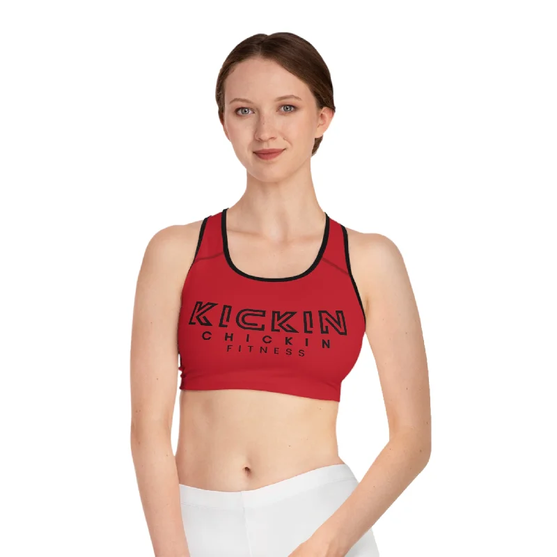 Kickin Chickin Fitness Sports Bra Dark Red/Black Sporty Wireless Bra