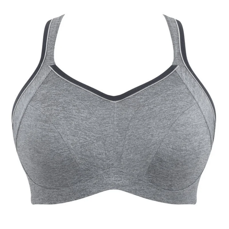 Panache Activate Sports Bra Charcoal Marl Lace-Trimmed Bra