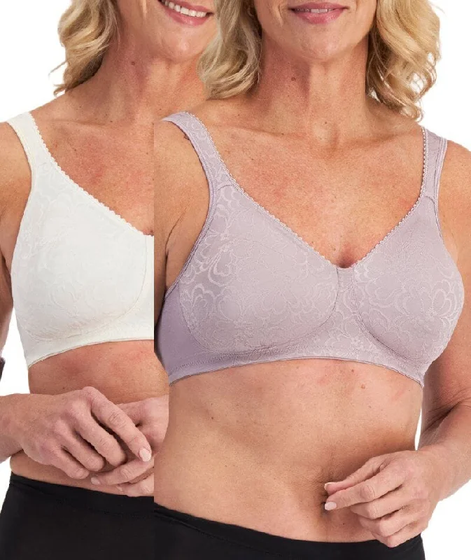 Playtex 18 Hour Ultimate Lift & Support Wire-Free Bra 2-Pack - Mother of Pearl/Warm Steel Soft Mesh Bra