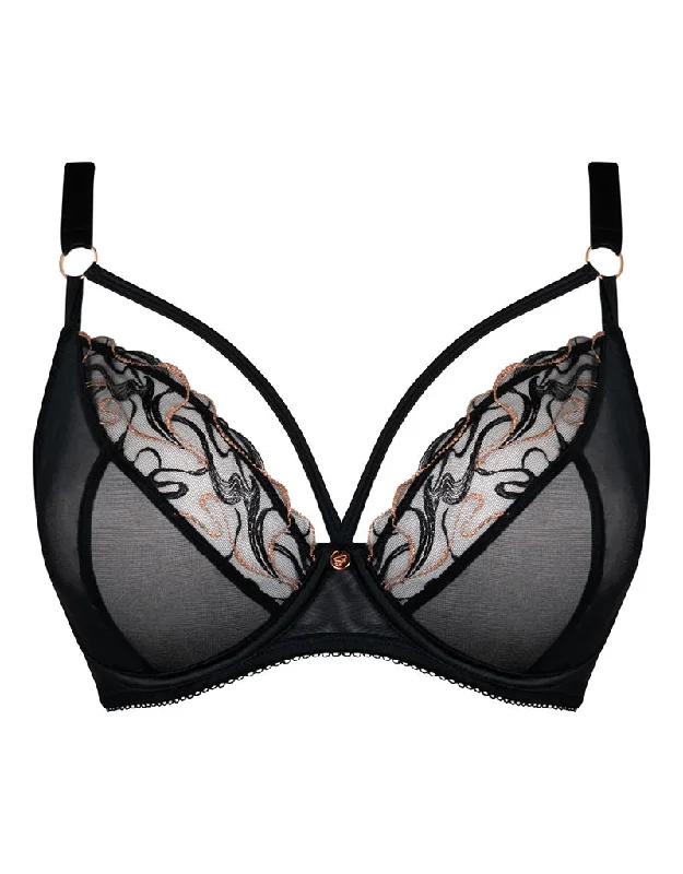 Scantilly Fascinate Plunge Bra Black Elegant Cotton Bra