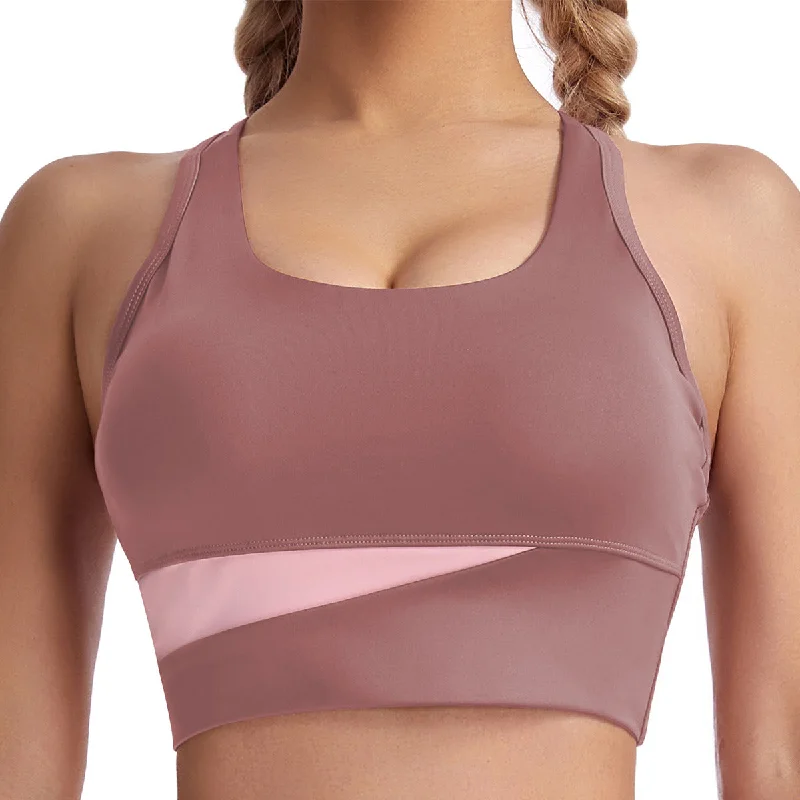 Seamless Medium Support Striped & Colorblocked Sports Bra Multi-Way Bra Design