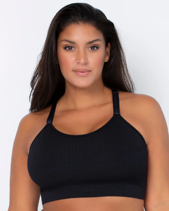 Smooth Seamless Comfort Wireless Longline Bra - Black Hue Soft Support Bra