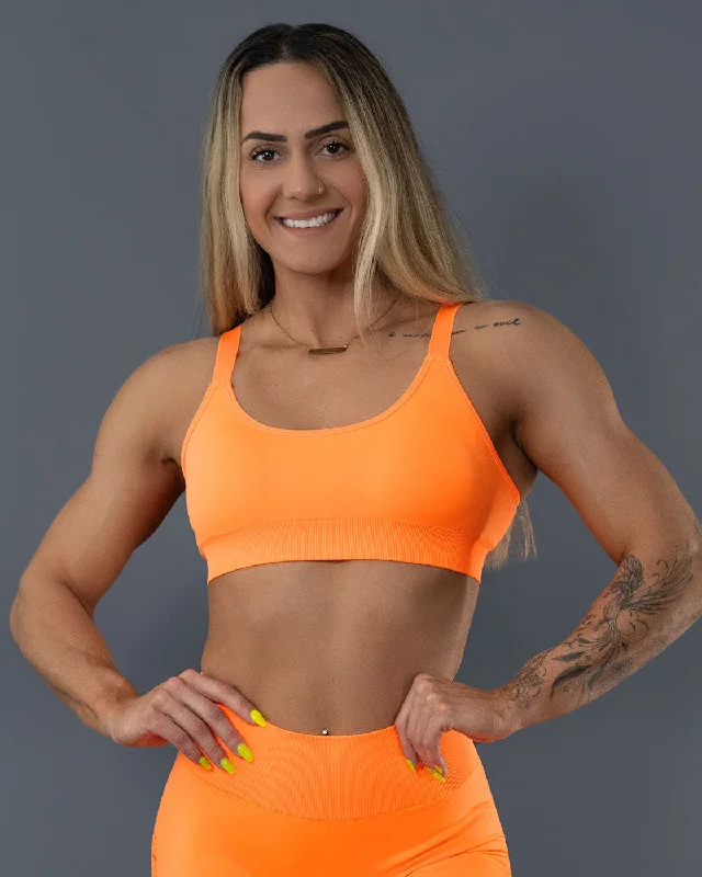 Synergy Neon Orange Sports Bra Seamless Fit Bra