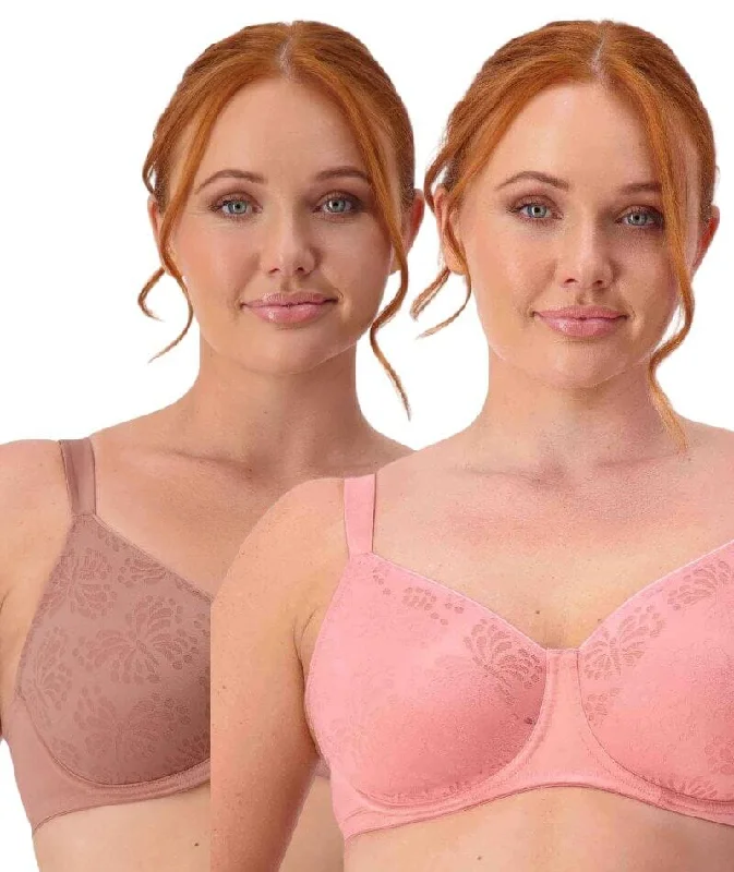 Triumph Lacy Minimizer 2 Pack Bra - Toasted Almond/Cherry Rose Active Wear Bra