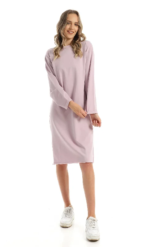 96737 Loose Long Sleeves Summer Lilac Midi Dress Comfortable Adjustable Strap Midi Dress