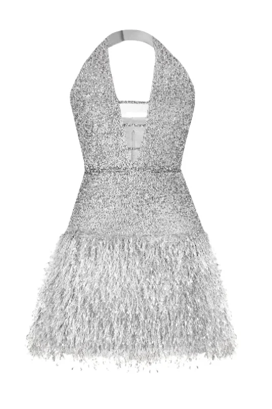 AMINA SPARKLING MINI DRESS Cozy Ribbed Mini Dress