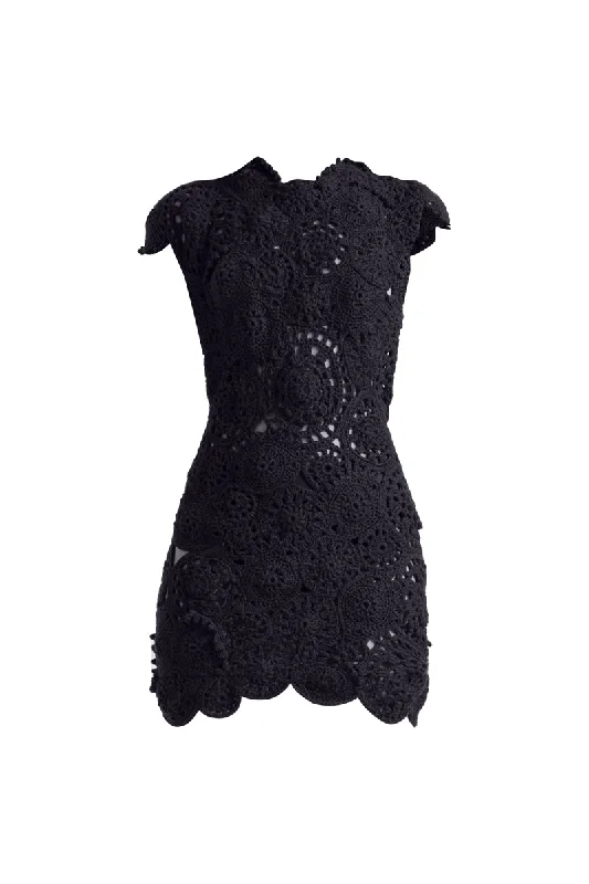 CAITLIN BLACK MINI DRESS Comfortable Ruffle Mini Dress